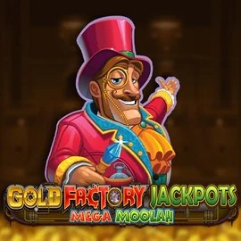Gold Factory Jackpots Mega Moolah slot visual from Aurum Signature Studios available on crowngreencanada.ca